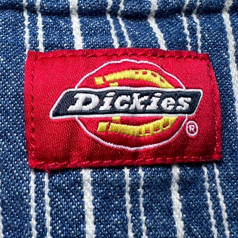 Dickies Girls Womens Size 1/25 Button Fly Mini Skirt Blue White Stripe Denim Y2K - Picture 10 of 13